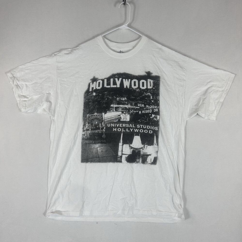 Retro Universal Studios Hollywood T-shirt Mens 2XL White Short Sleeve Graphic